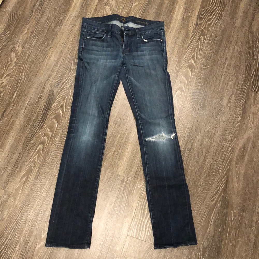 Distressed Dark Blue 7 For All Mankind Jeans